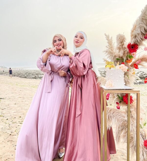 Customized Satin Gown with Belt