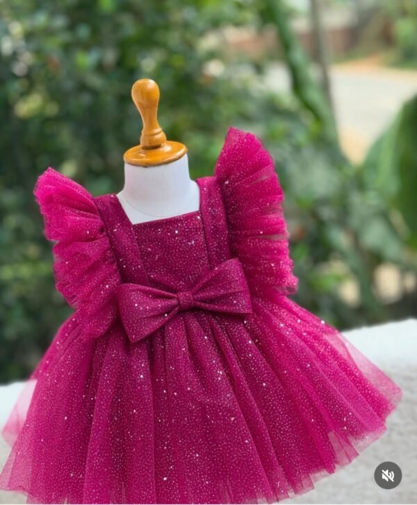 Kids Designer Net Frock - Image 3