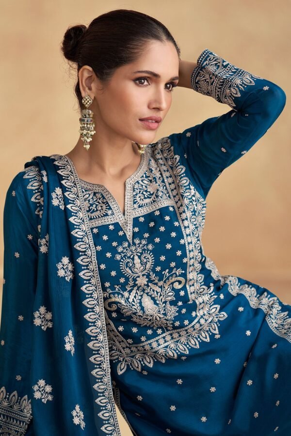 Elegant Embroidered Chinon Suit Set - Image 2